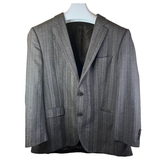 Hugo Boss Men's Gray Striped Wool Blazer Size 42‎ Two-Button Formal - Picture 1 of 9